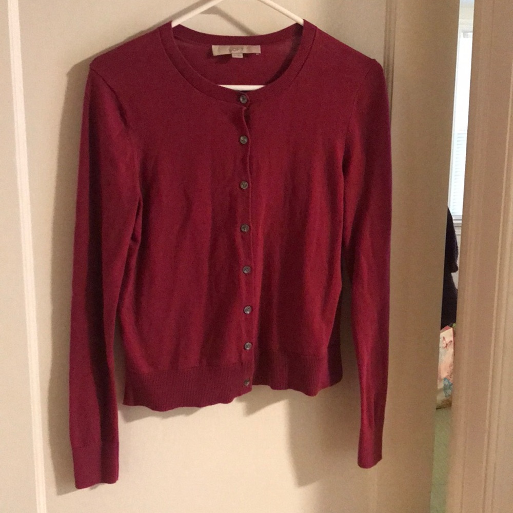 Loft XS Long Sleeves Maroon Sweater
